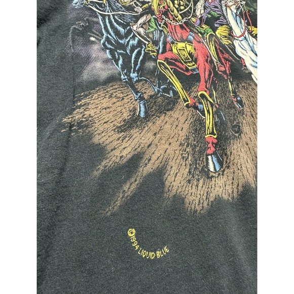 Vintage  1994 Liquid Blue 4 Horseman Shirt Reaper Skeleton AOP Gladiator King XL - Picture 6 of 10